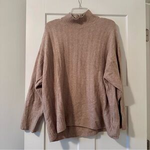 J.CREW Women’s Tan Ribbed Mockneck Sweater In Supersoft Yarn